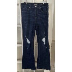 Indigo Rein Jeans Woman's 13 Blue Denim Distressed Flare